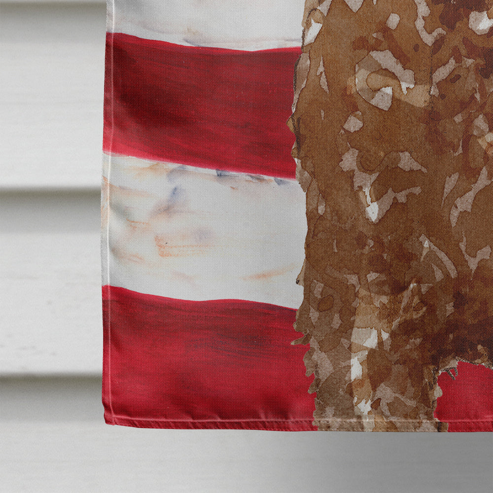 Patriotic USA Labradoodle House Flag 28x40 Porch Sleeve Pole Decorative Outside Yard Banner Artwork Wall Hanging, Polyester