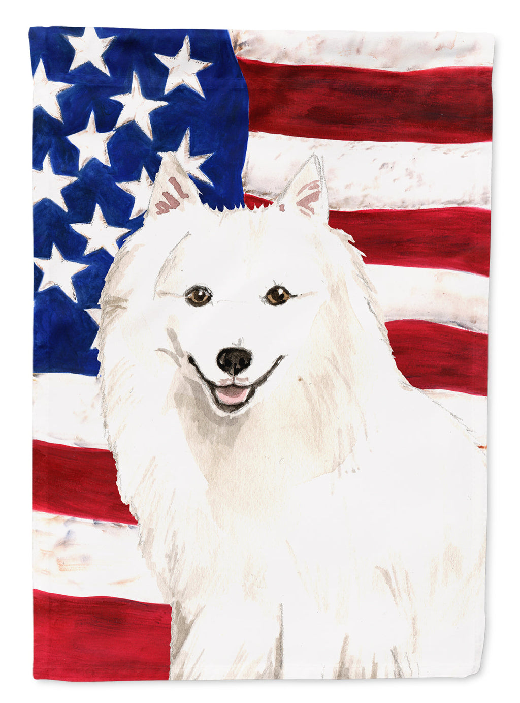Patriotic USA Japanese Spitz House Flag 28x40 Porch Sleeve Pole Decorative Outside Yard Banner Artwork Wall Hanging, Polyester