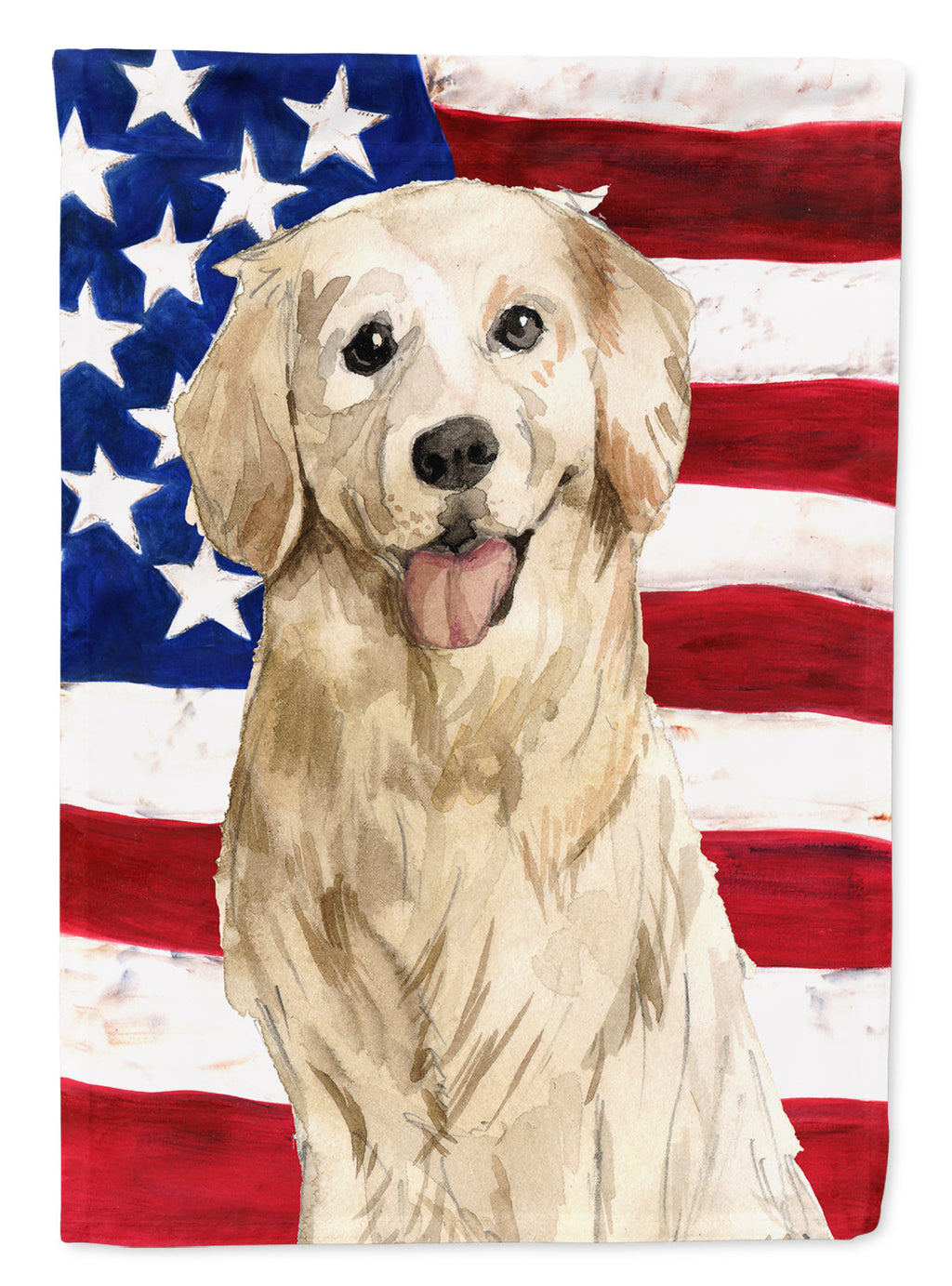 Patriotic USA Golden Retriever House Flag 28x40 Porch Sleeve Pole Decorative Outside Yard Banner Artwork Wall Hanging, Polyester