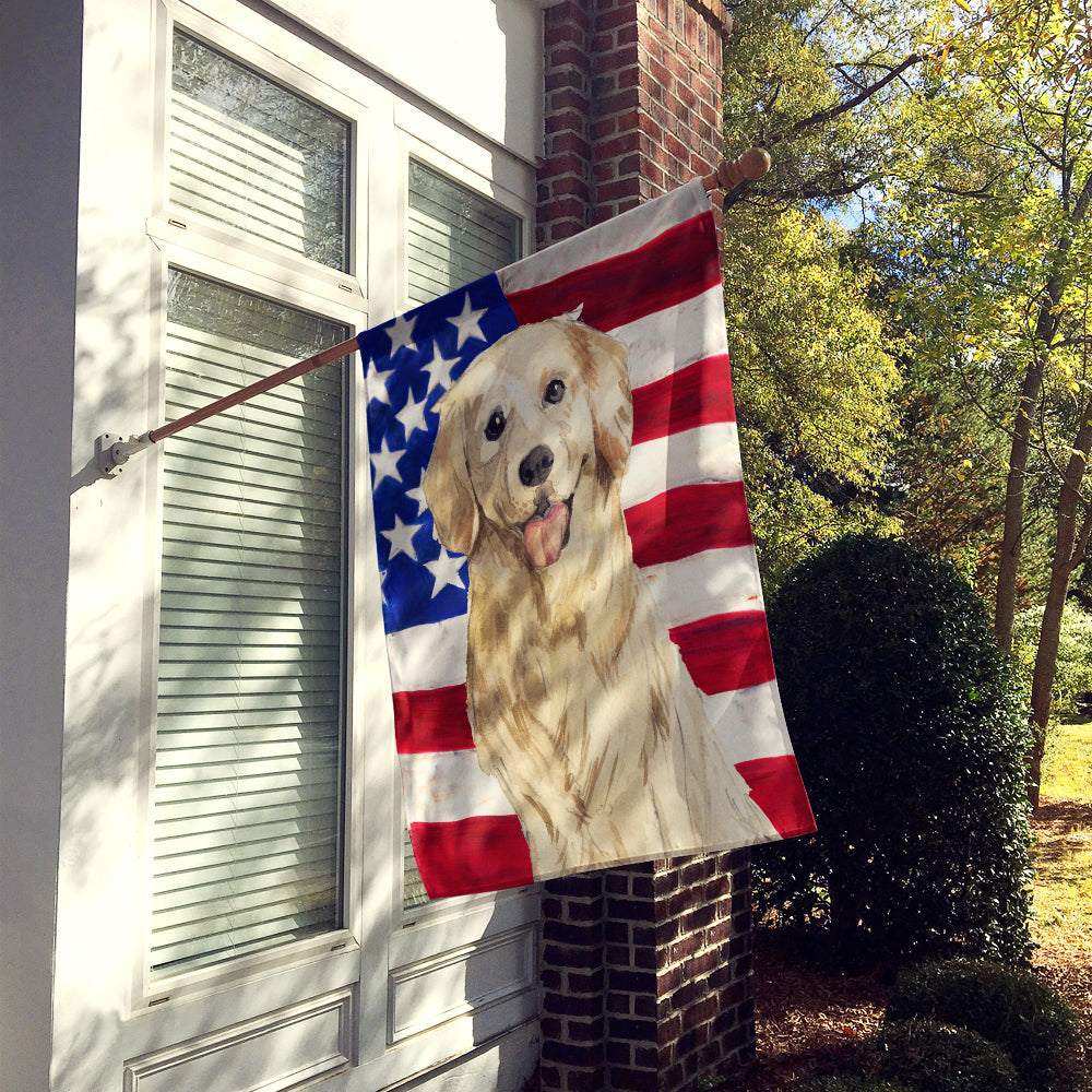 Patriotic USA Golden Retriever House Flag 28x40 Porch Sleeve Pole Decorative Outside Yard Banner Artwork Wall Hanging, Polyester