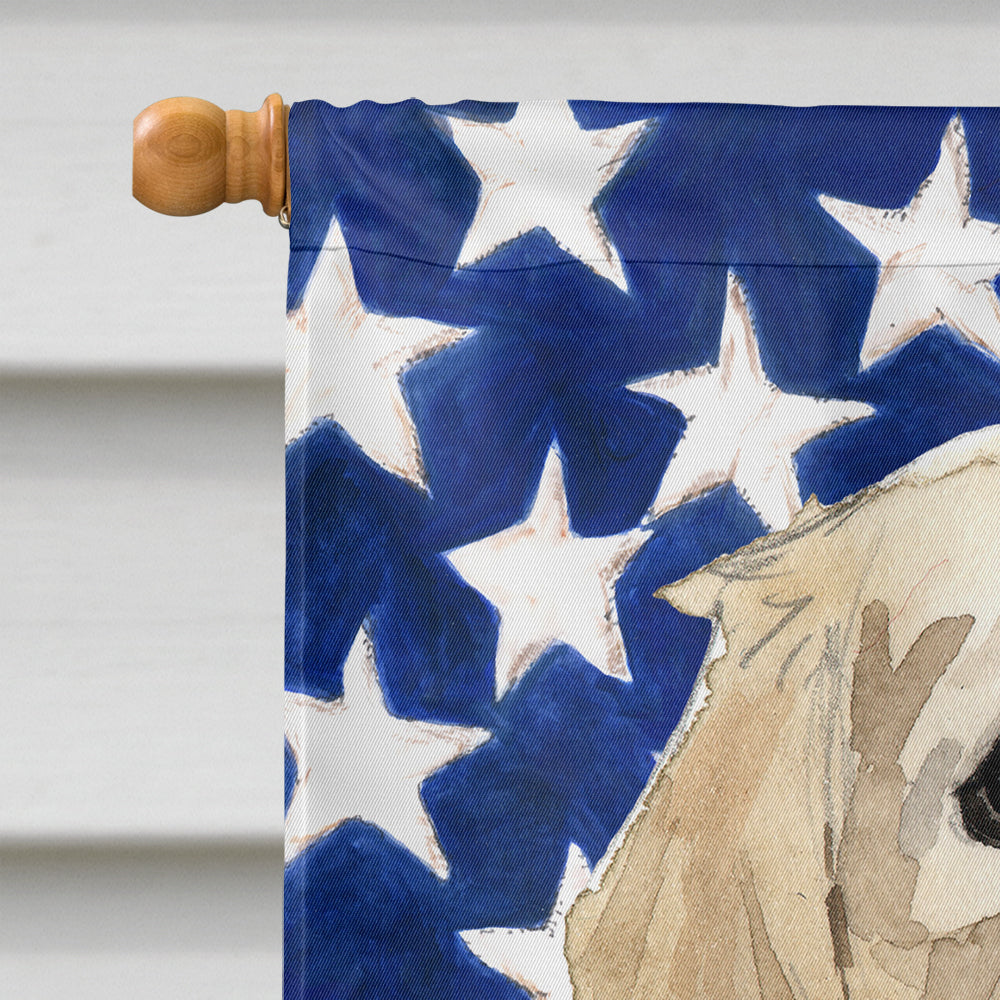 Patriotic USA Golden Retriever House Flag 28x40 Porch Sleeve Pole Decorative Outside Yard Banner Artwork Wall Hanging, Polyester