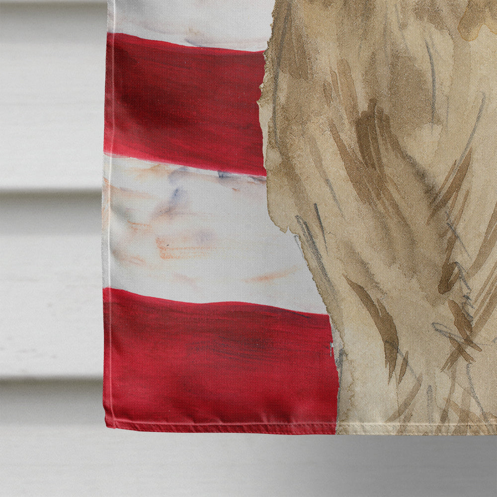 Patriotic USA Golden Retriever House Flag 28x40 Porch Sleeve Pole Decorative Outside Yard Banner Artwork Wall Hanging, Polyester