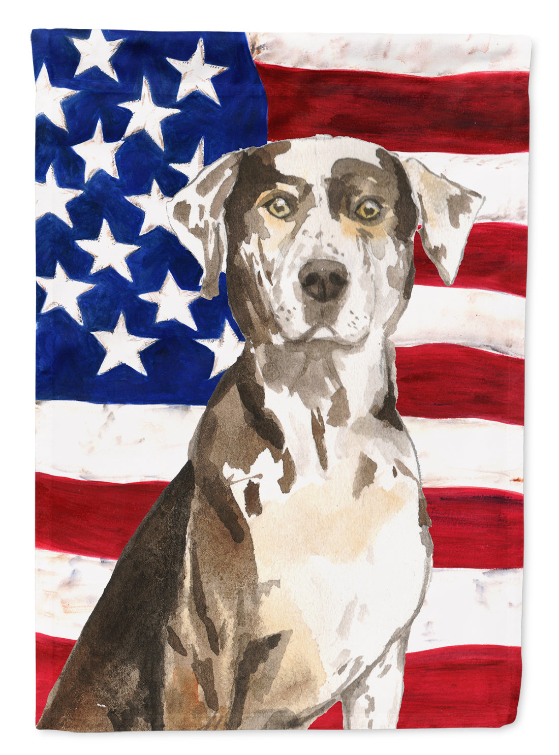 Patriotic USA Catahoula Leopard Dog House Flag 28x40 Porch Sleeve Pole Decorative Outside Yard Banner Artwork Wall Hanging, Polyester