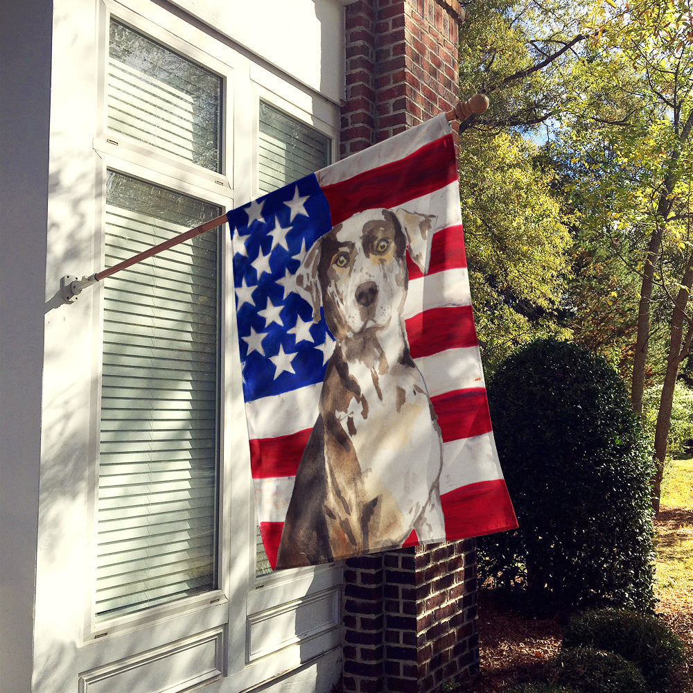 Patriotic USA Catahoula Leopard Dog House Flag 28x40 Porch Sleeve Pole Decorative Outside Yard Banner Artwork Wall Hanging, Polyester