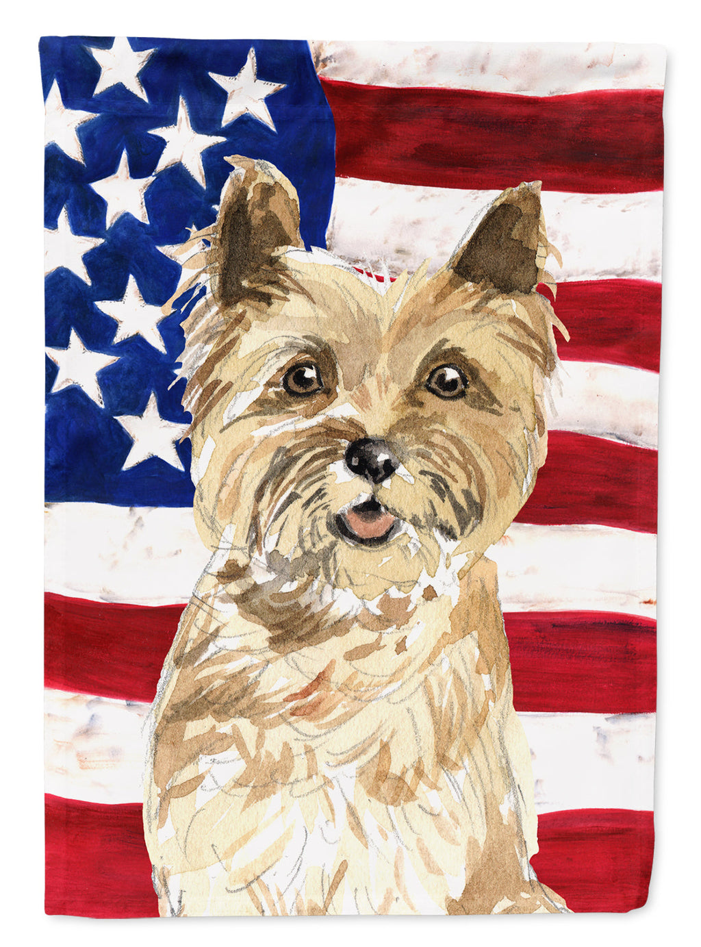 Patriotic USA Cairn Terrier House Flag 28x40 Porch Sleeve Pole Decorative Outside Yard Banner Artwork Wall Hanging, Polyester