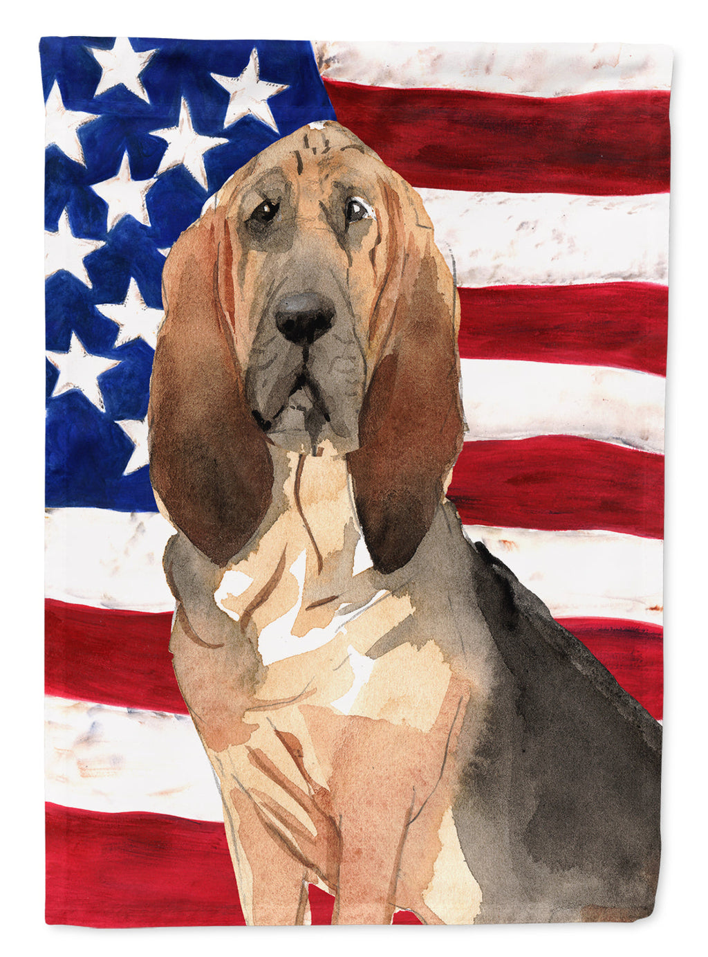 Patriotic USA Bloodhound House Flag 28x40 Porch Sleeve Pole Decorative Outside Yard Banner Artwork Wall Hanging, Polyester