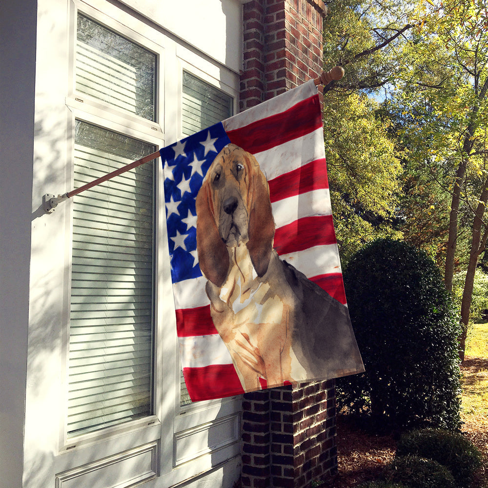Patriotic USA Bloodhound House Flag 28x40 Porch Sleeve Pole Decorative Outside Yard Banner Artwork Wall Hanging, Polyester