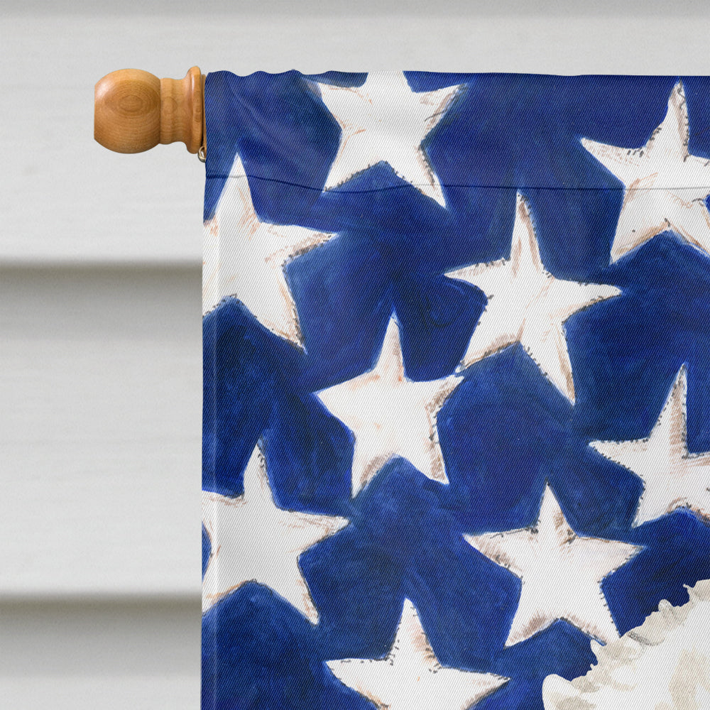Patriotic USA Bichon Frise House Flag 28x40 Porch Sleeve Pole Decorative Outside Yard Banner Artwork Wall Hanging, Polyester