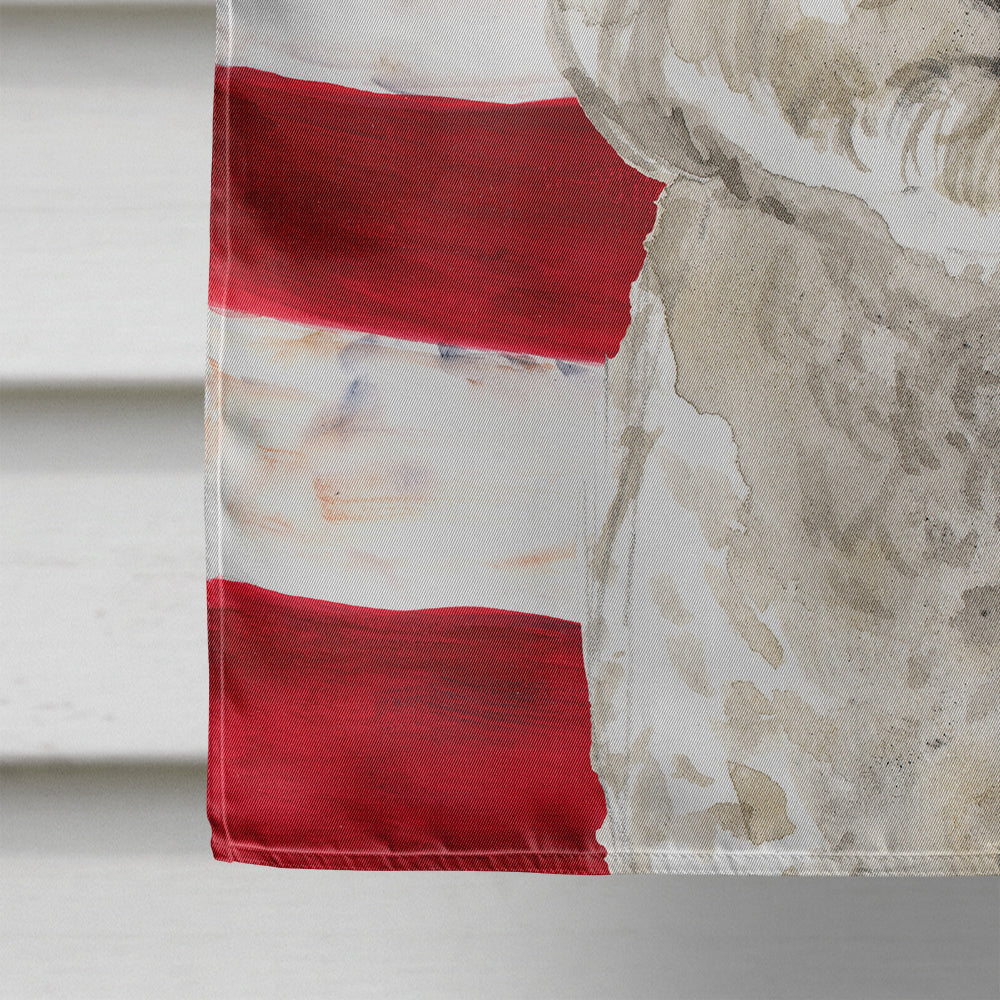Patriotic USA Bichon Frise House Flag 28x40 Porch Sleeve Pole Decorative Outside Yard Banner Artwork Wall Hanging, Polyester
