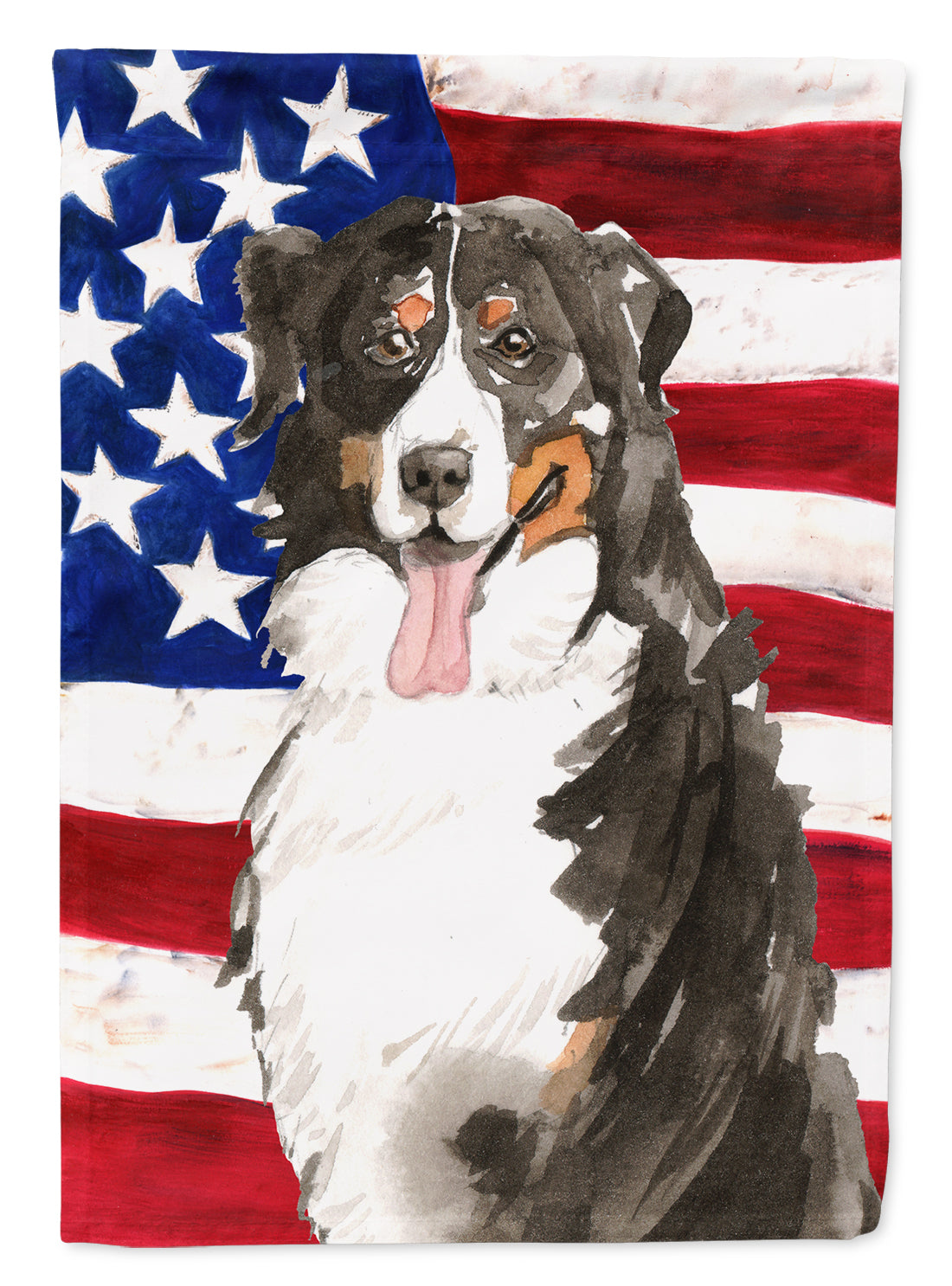 Patriotic USA Bernese Mountain Dog House Flag 28x40 Porch Sleeve Pole Decorative Outside Yard Banner Artwork Wall Hanging, Polyester