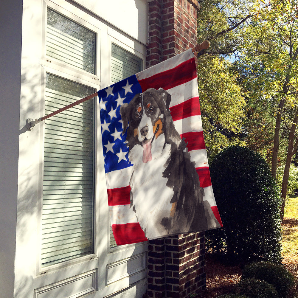 Patriotic USA Bernese Mountain Dog House Flag 28x40 Porch Sleeve Pole Decorative Outside Yard Banner Artwork Wall Hanging, Polyester
