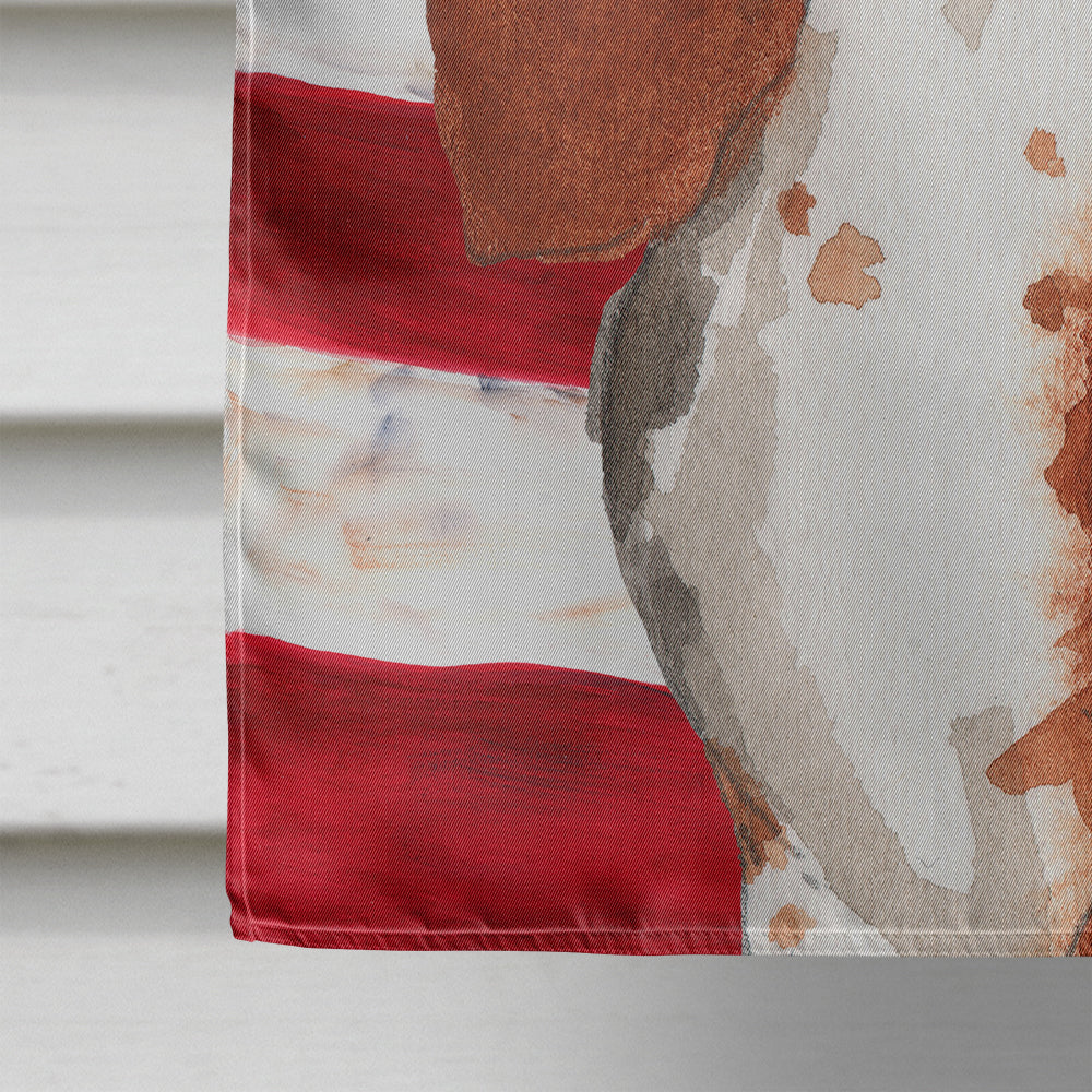Patriotic USA Basset Hound House Flag 28x40 Porch Sleeve Pole Decorative Outside Yard Banner Artwork Wall Hanging, Polyester