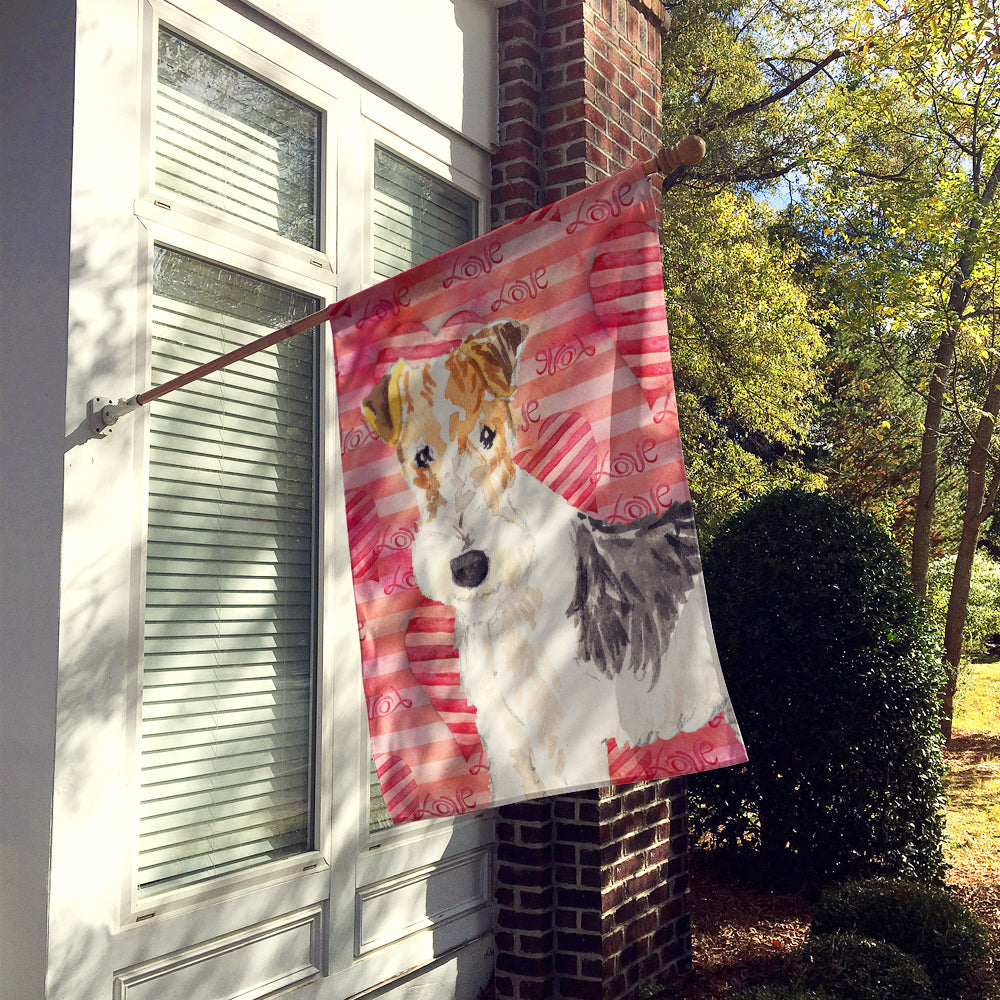 Love a Fox Terrier House Flag 28x40 Porch Sleeve Pole Decorative Outside Yard Banner Artwork Wall Hanging, Polyester