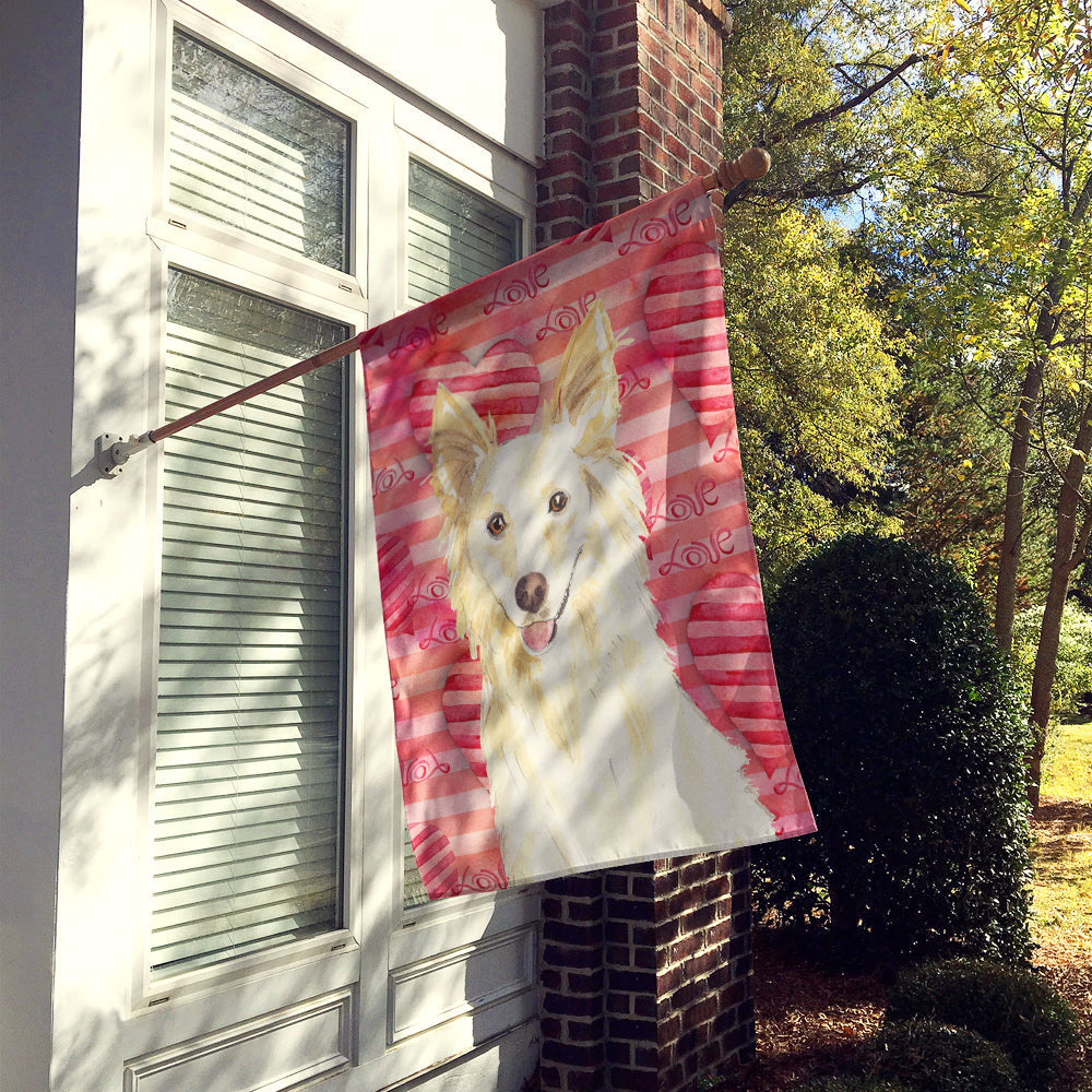 Love a White Collie House Flag 28x40 Porch Sleeve Pole Decorative Outside Yard Banner Artwork Wall Hanging, Polyester