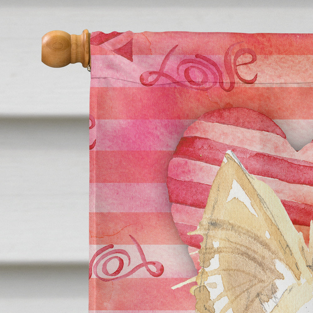 Love a White Collie House Flag 28x40 Porch Sleeve Pole Decorative Outside Yard Banner Artwork Wall Hanging, Polyester