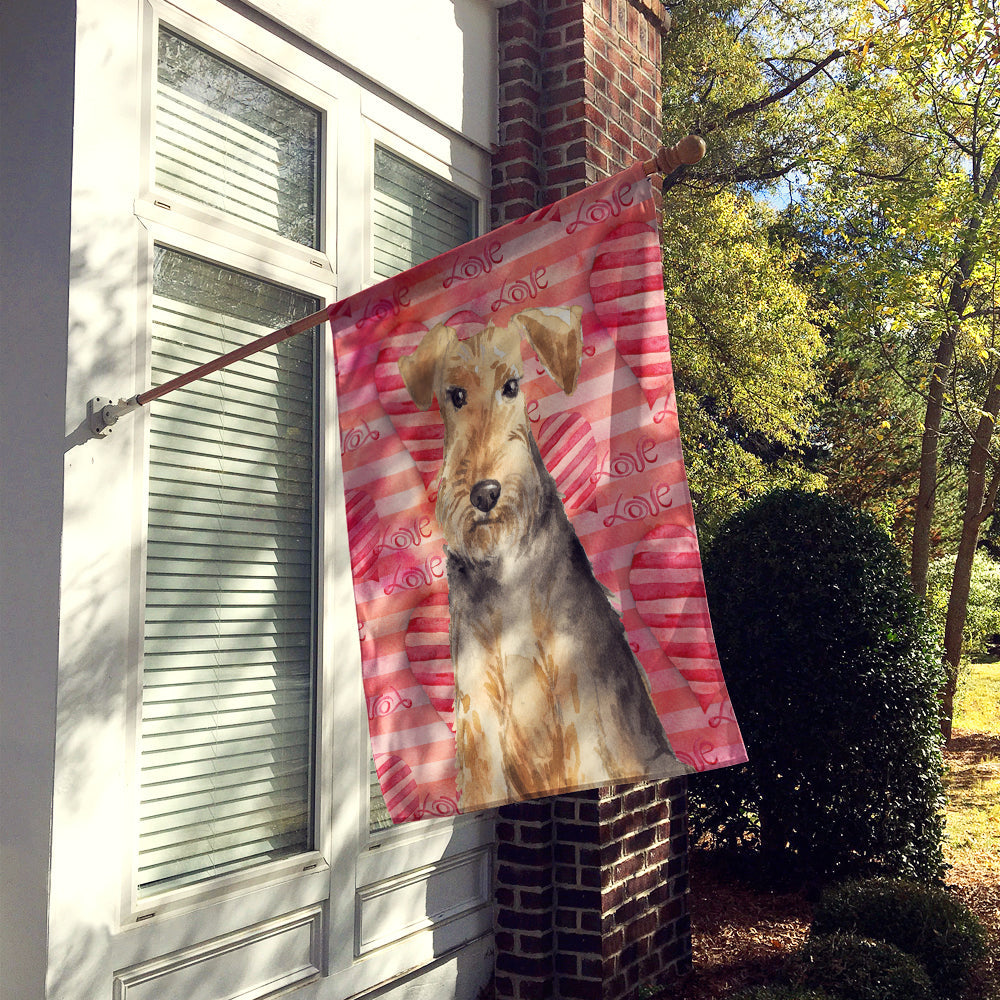 Love a Welsh Terrier House Flag 28x40 Porch Sleeve Pole Decorative Outside Yard Banner Artwork Wall Hanging, Polyester