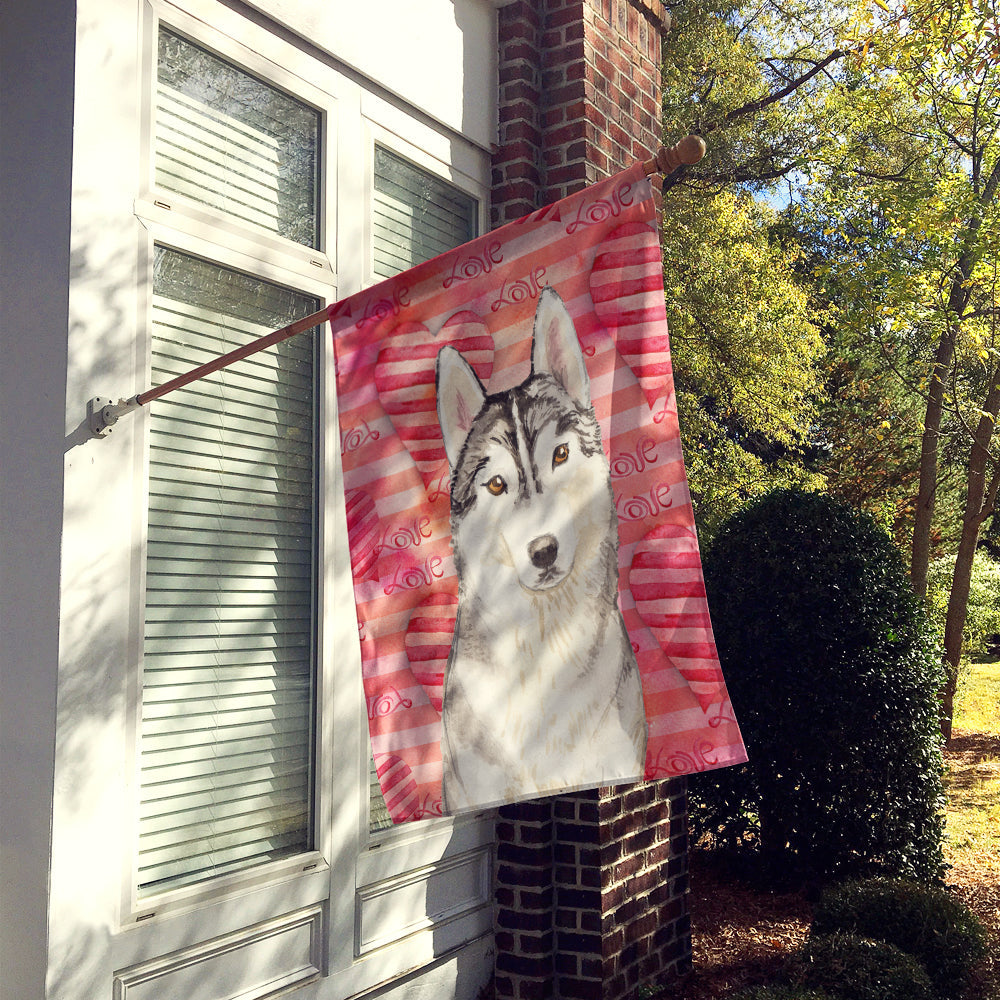 Love a Siberian Husky House Flag 28x40 Porch Sleeve Pole Decorative Outside Yard Banner Artwork Wall Hanging, Polyester
