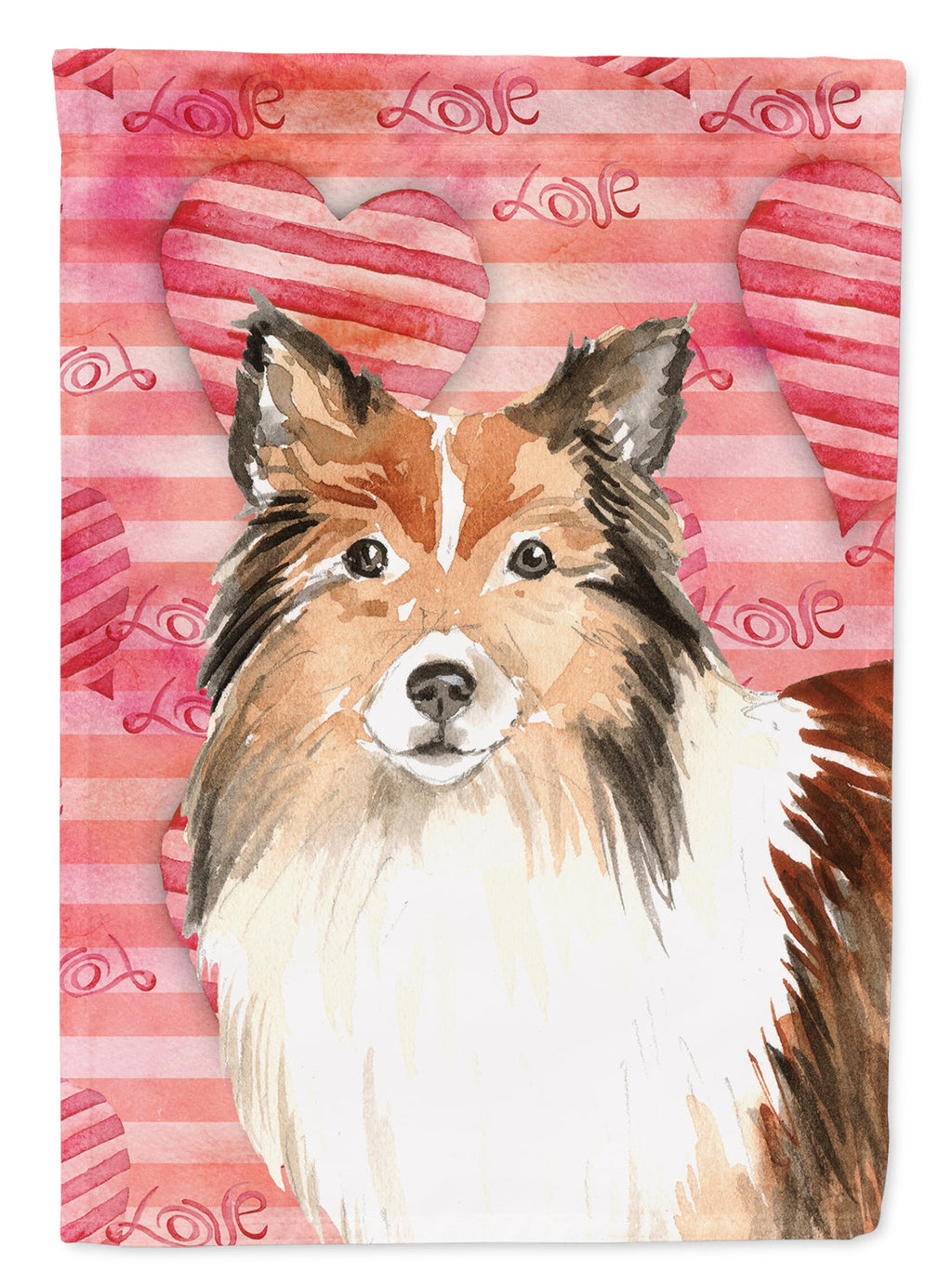 Love a Sheltie House Flag 28x40 Porch Sleeve Pole Decorative Outside Yard Banner Artwork Wall Hanging, Polyester