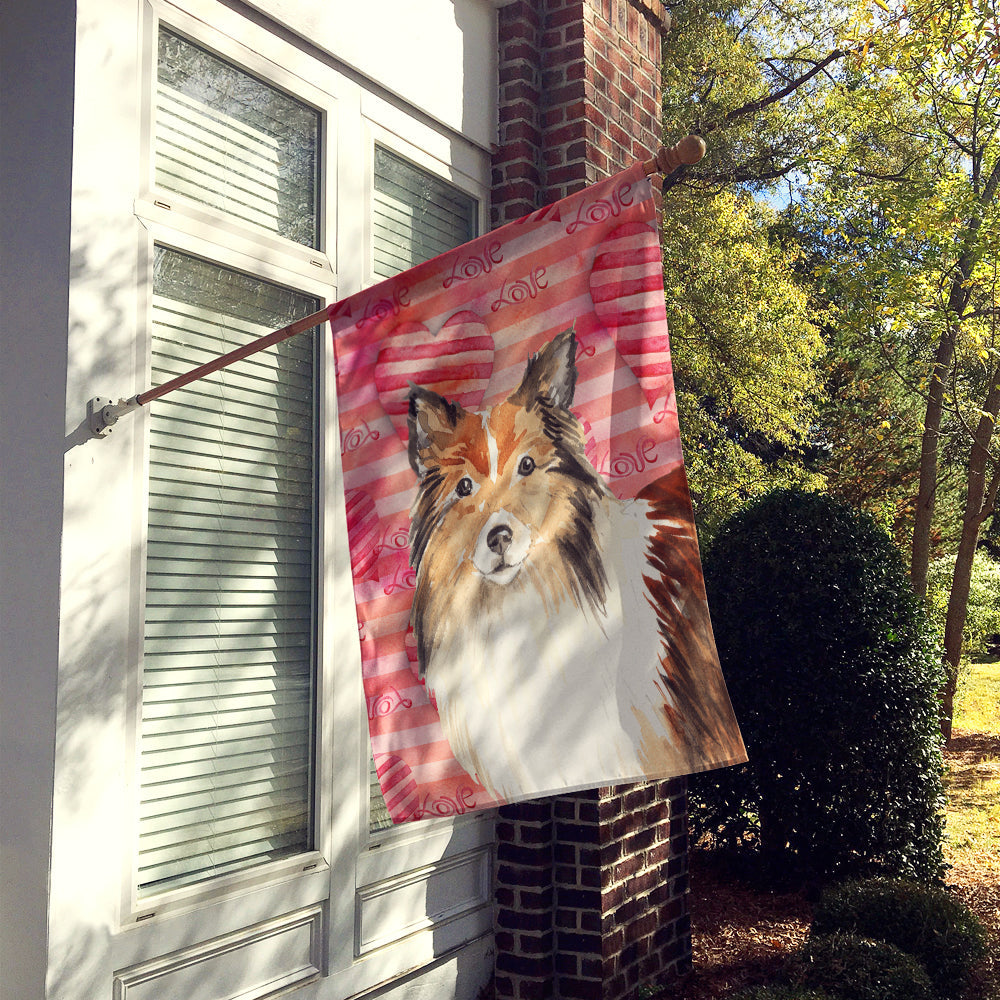 Love a Sheltie House Flag 28x40 Porch Sleeve Pole Decorative Outside Yard Banner Artwork Wall Hanging, Polyester