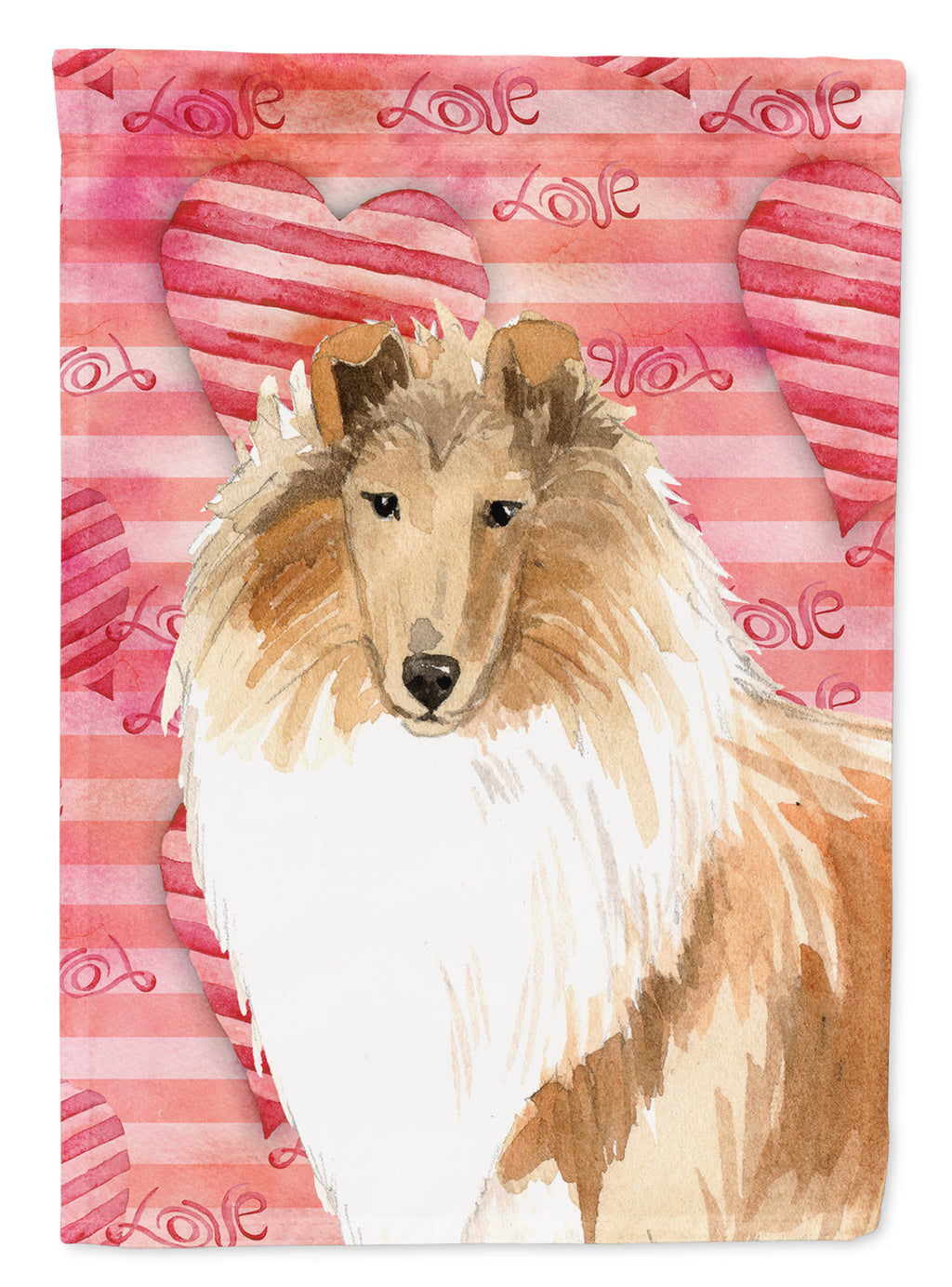 Love a Rough Collie House Flag 28x40 Porch Sleeve Pole Decorative Outside Yard Banner Artwork Wall Hanging, Polyester