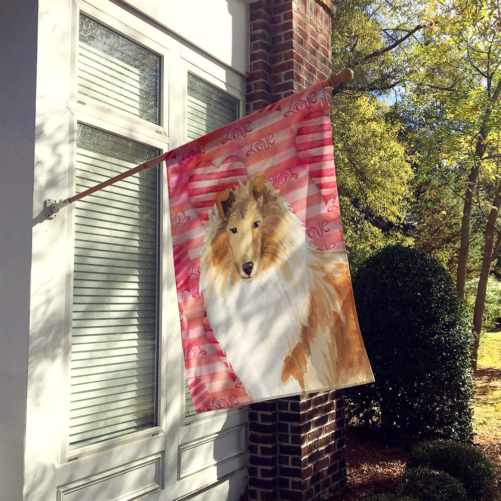 Love a Rough Collie House Flag 28x40 Porch Sleeve Pole Decorative Outside Yard Banner Artwork Wall Hanging, Polyester