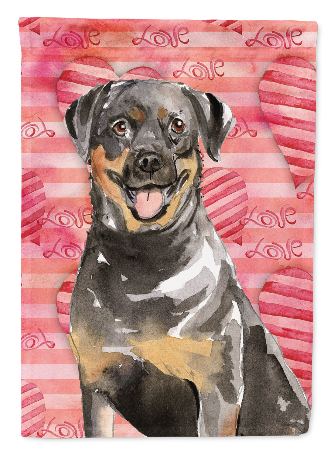 Love a Rottweiler House Flag 28x40 Porch Sleeve Pole Decorative Outside Yard Banner Artwork Wall Hanging, Polyester