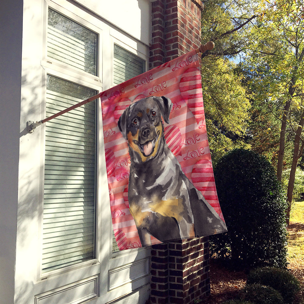 Love a Rottweiler House Flag 28x40 Porch Sleeve Pole Decorative Outside Yard Banner Artwork Wall Hanging, Polyester