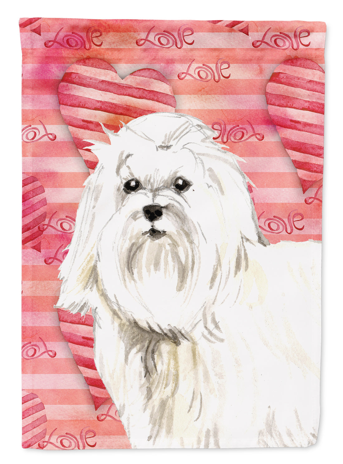 Love a Maltese House Flag 28x40 Porch Sleeve Pole Decorative Outside Yard Banner Artwork Wall Hanging, Polyester