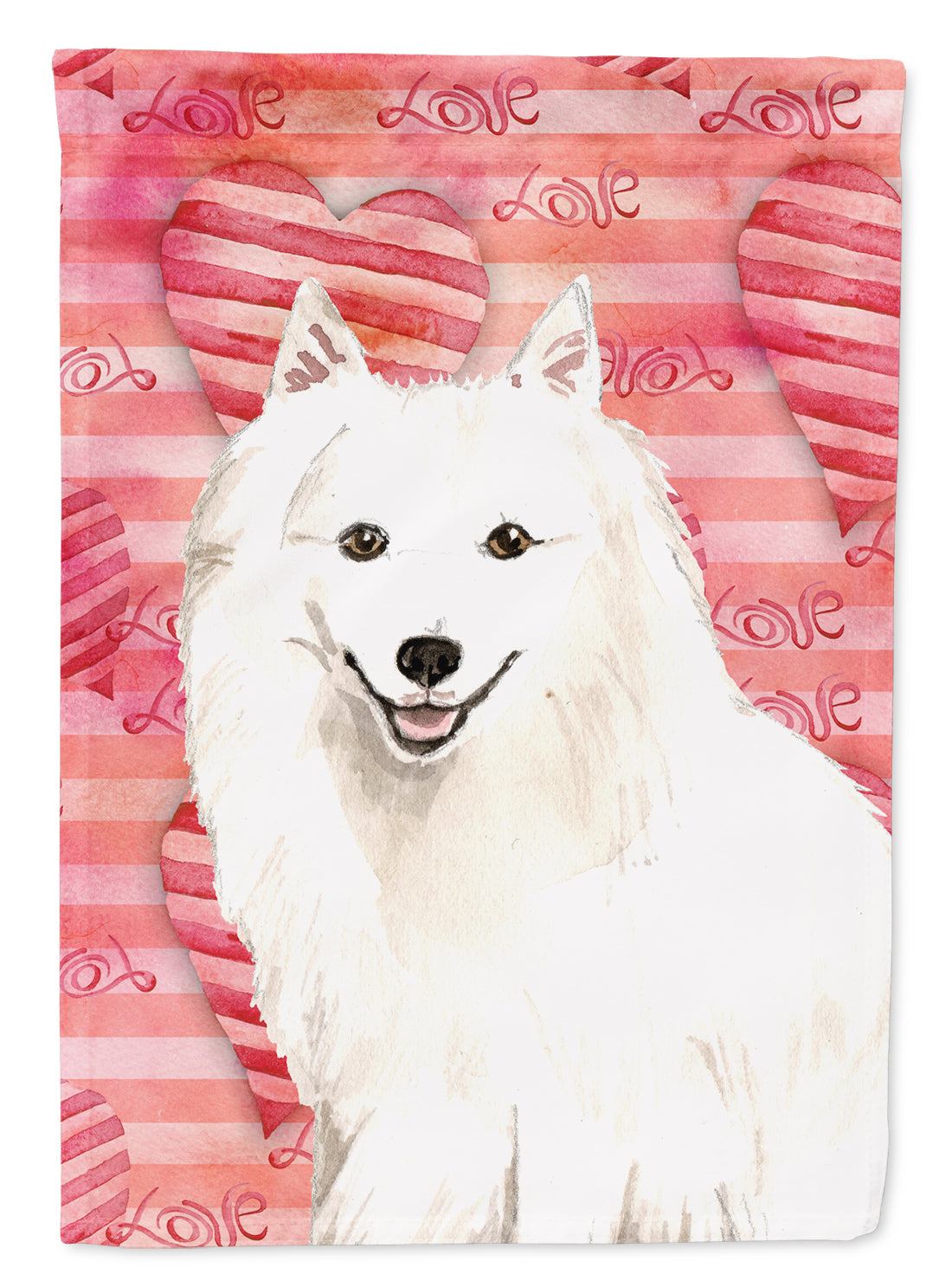 Love a Japanese Spitz House Flag 28x40 Porch Sleeve Pole Decorative Outside Yard Banner Artwork Wall Hanging, Polyester