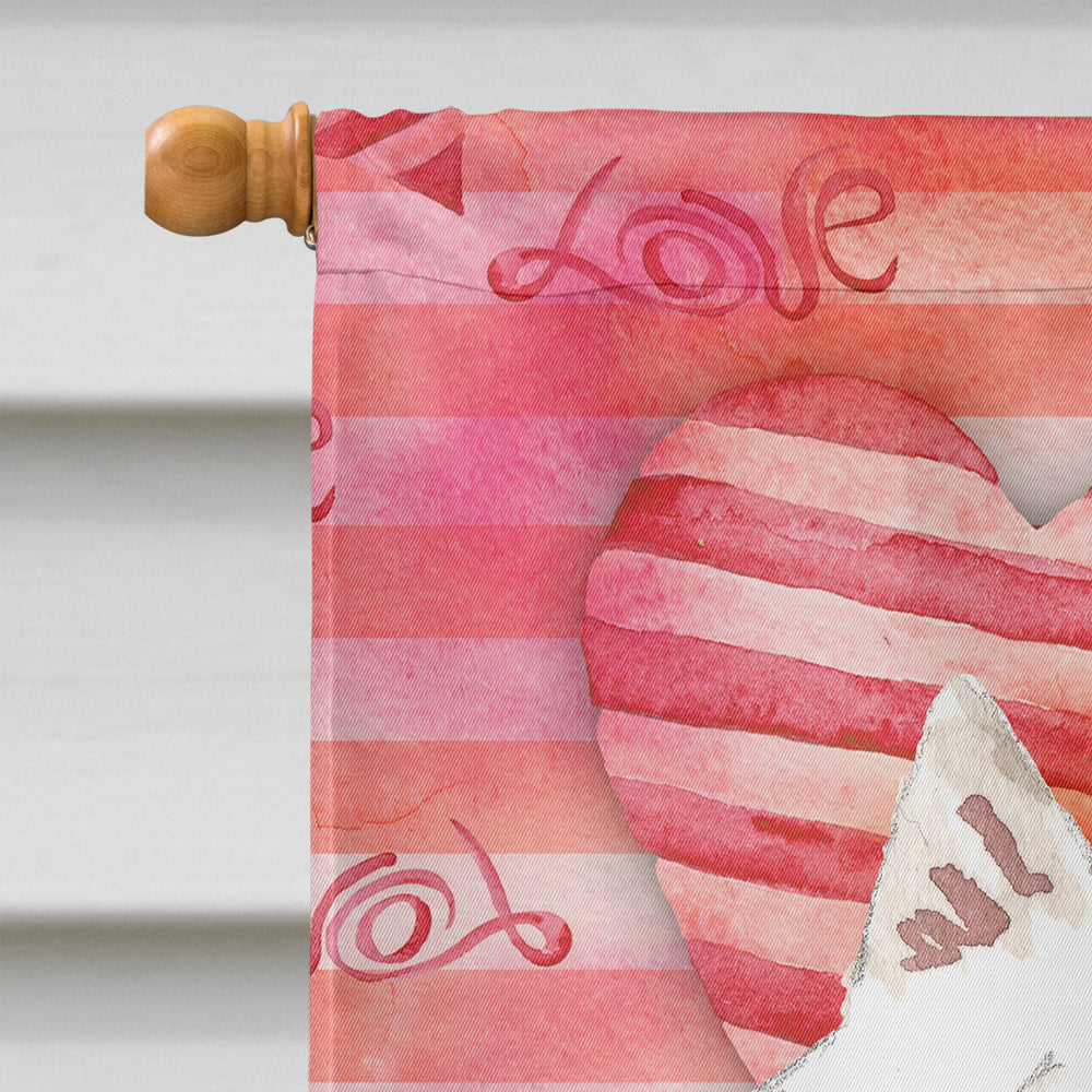 Love a Japanese Spitz House Flag 28x40 Porch Sleeve Pole Decorative Outside Yard Banner Artwork Wall Hanging, Polyester