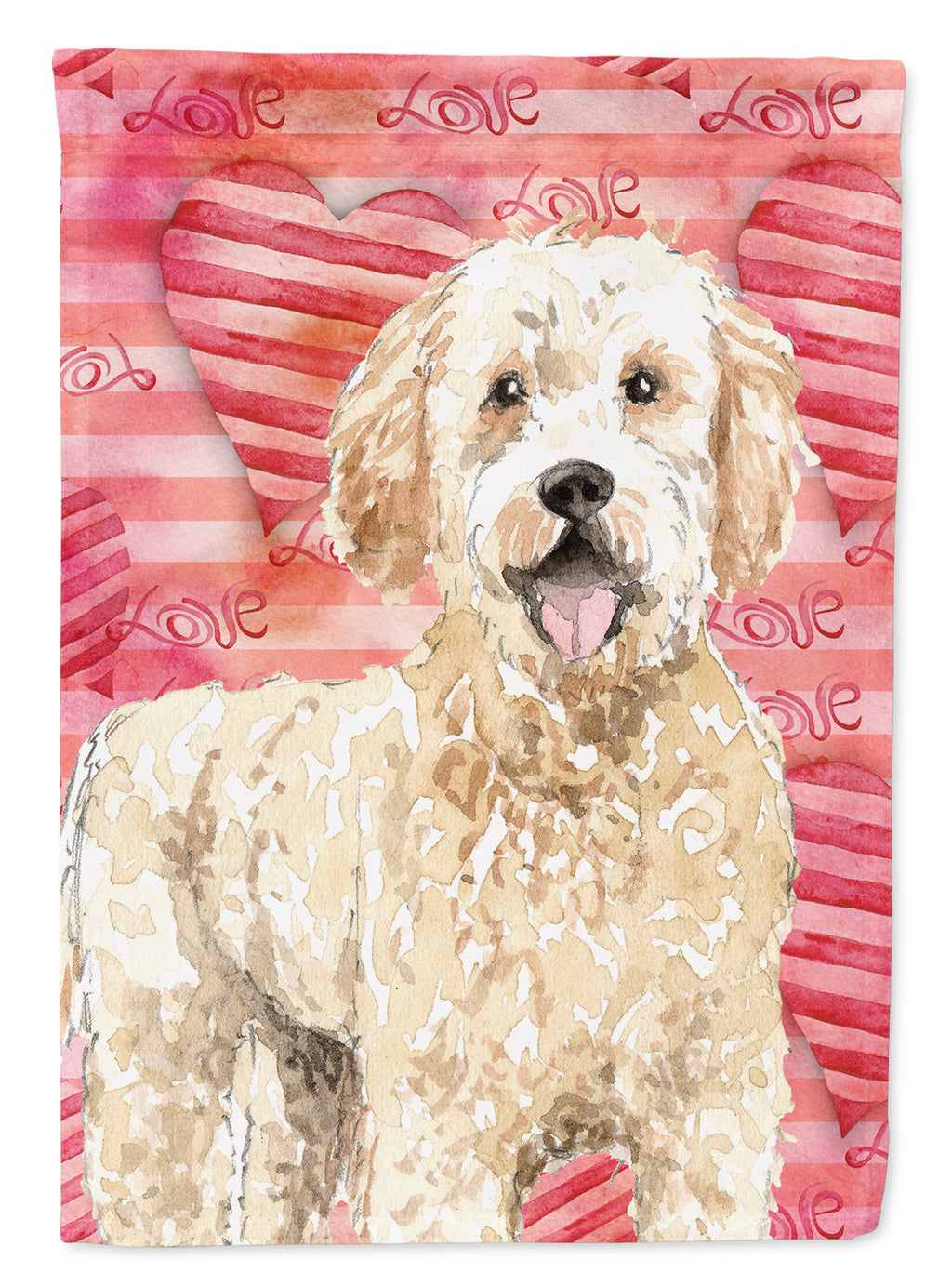 Love a Goldendoodle House Flag 28x40 Porch Sleeve Pole Decorative Outside Yard Banner Artwork Wall Hanging, Polyester