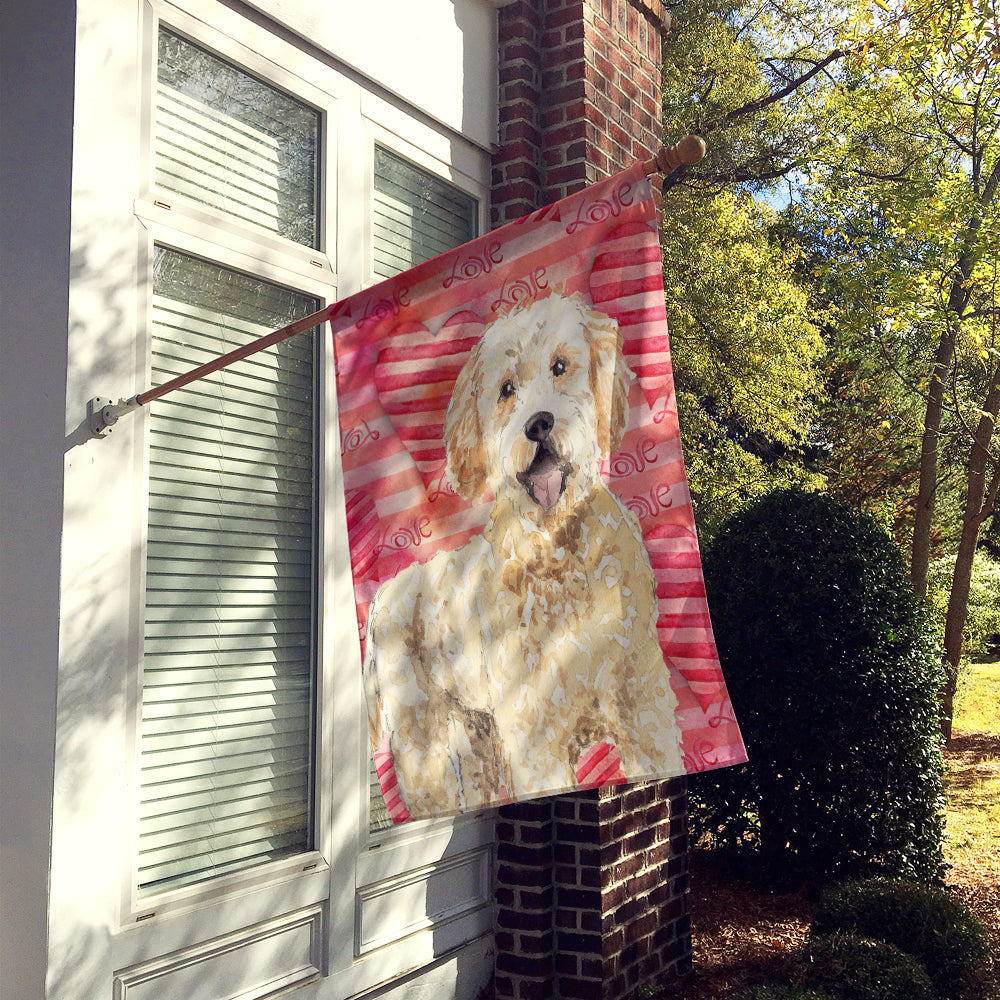 Love a Goldendoodle House Flag 28x40 Porch Sleeve Pole Decorative Outside Yard Banner Artwork Wall Hanging, Polyester