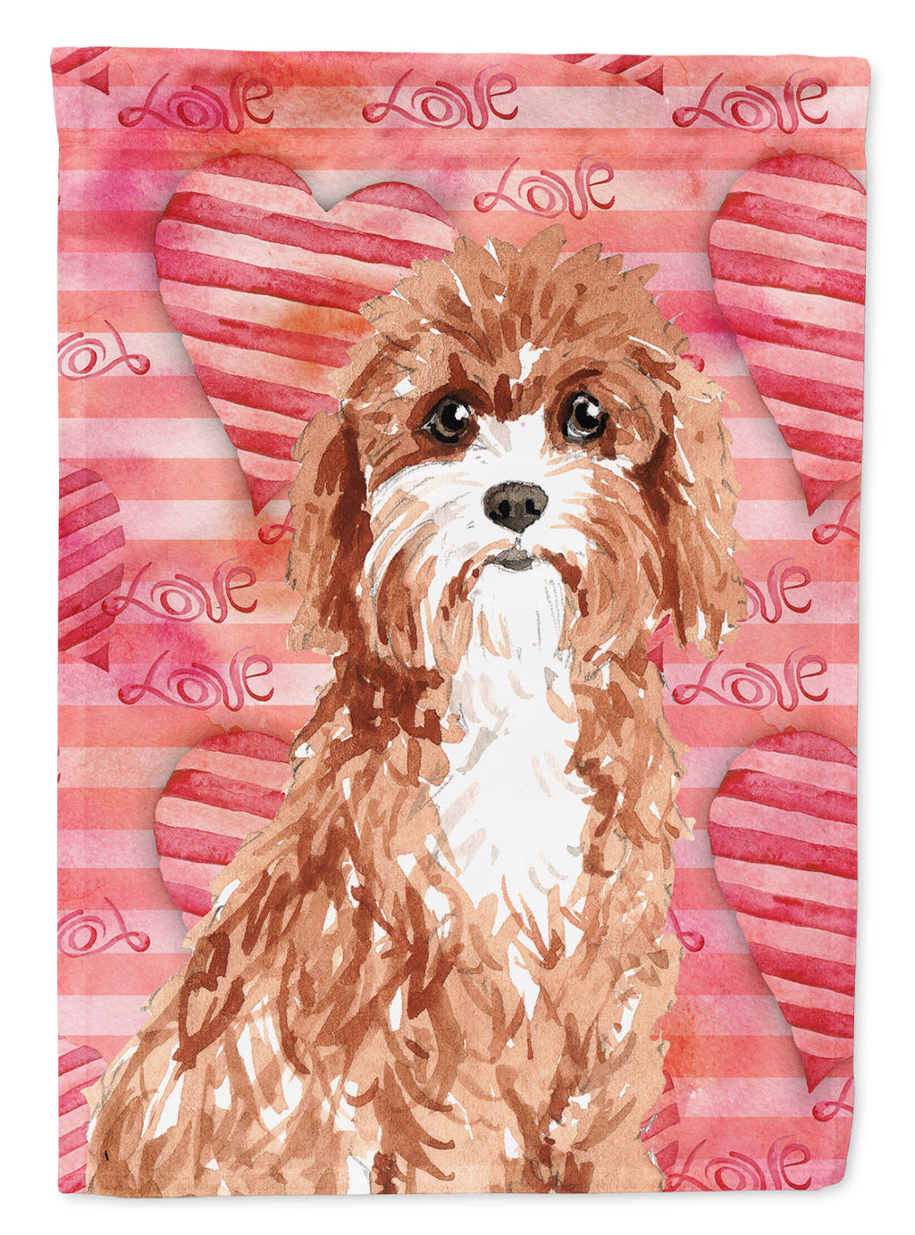 Love a Cavapoo House Flag 28x40 Porch Sleeve Pole Decorative Outside Yard Banner Artwork Wall Hanging, Polyester