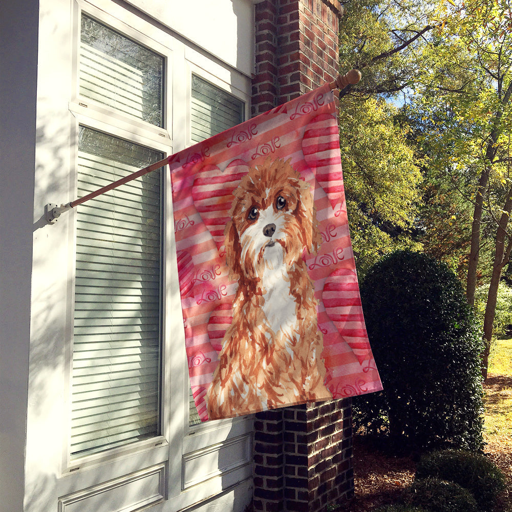 Love a Cavapoo House Flag 28x40 Porch Sleeve Pole Decorative Outside Yard Banner Artwork Wall Hanging, Polyester