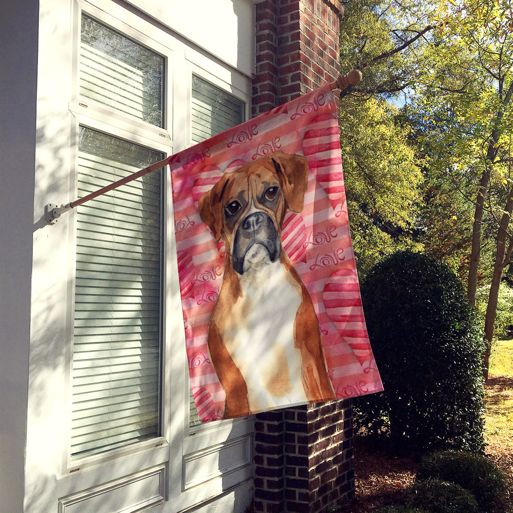 Love a Boxer House Flag 28x40 Porch Sleeve Pole Decorative Outside Yard Banner Artwork Wall Hanging, Polyester