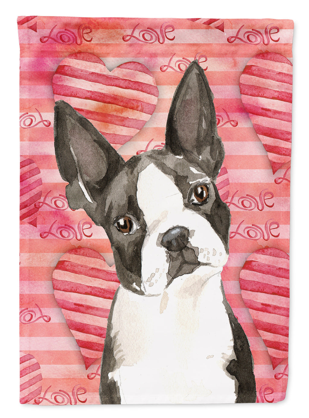 Love a Boston Terrier House Flag 28x40 Porch Sleeve Pole Decorative Outside Yard Banner Artwork Wall Hanging, Polyester