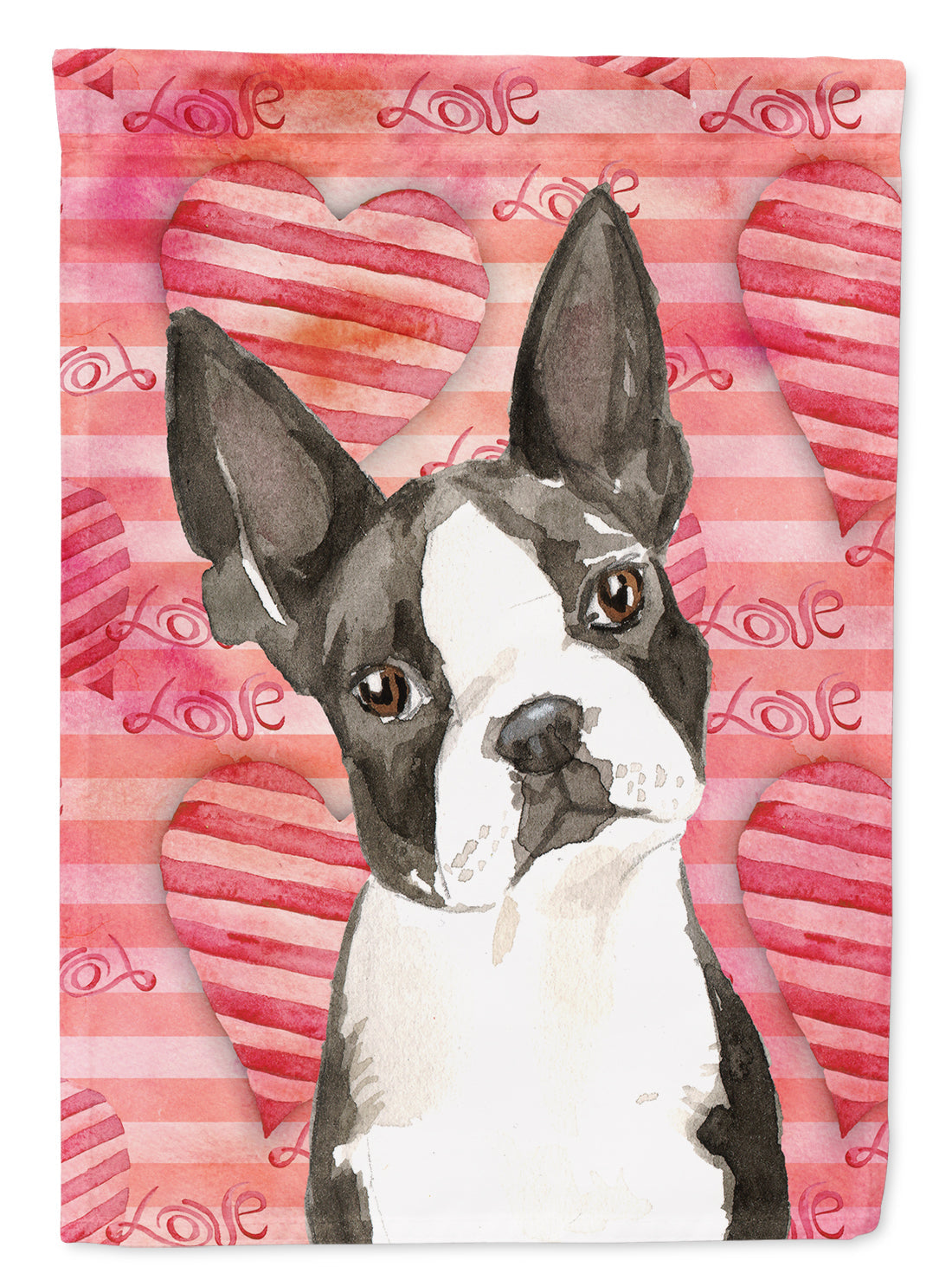 Love a Boston Terrier House Flag 28x40 Porch Sleeve Pole Decorative Outside Yard Banner Artwork Wall Hanging, Polyester