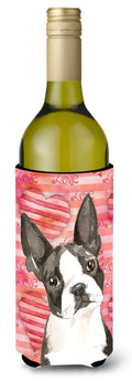 Love a Boston Terrier Wine Bottle Hugger Gift Sleeve for Standard 750 ml Bottles, Insulated Reusable Also Fits Mini Shot & Pint Bottles