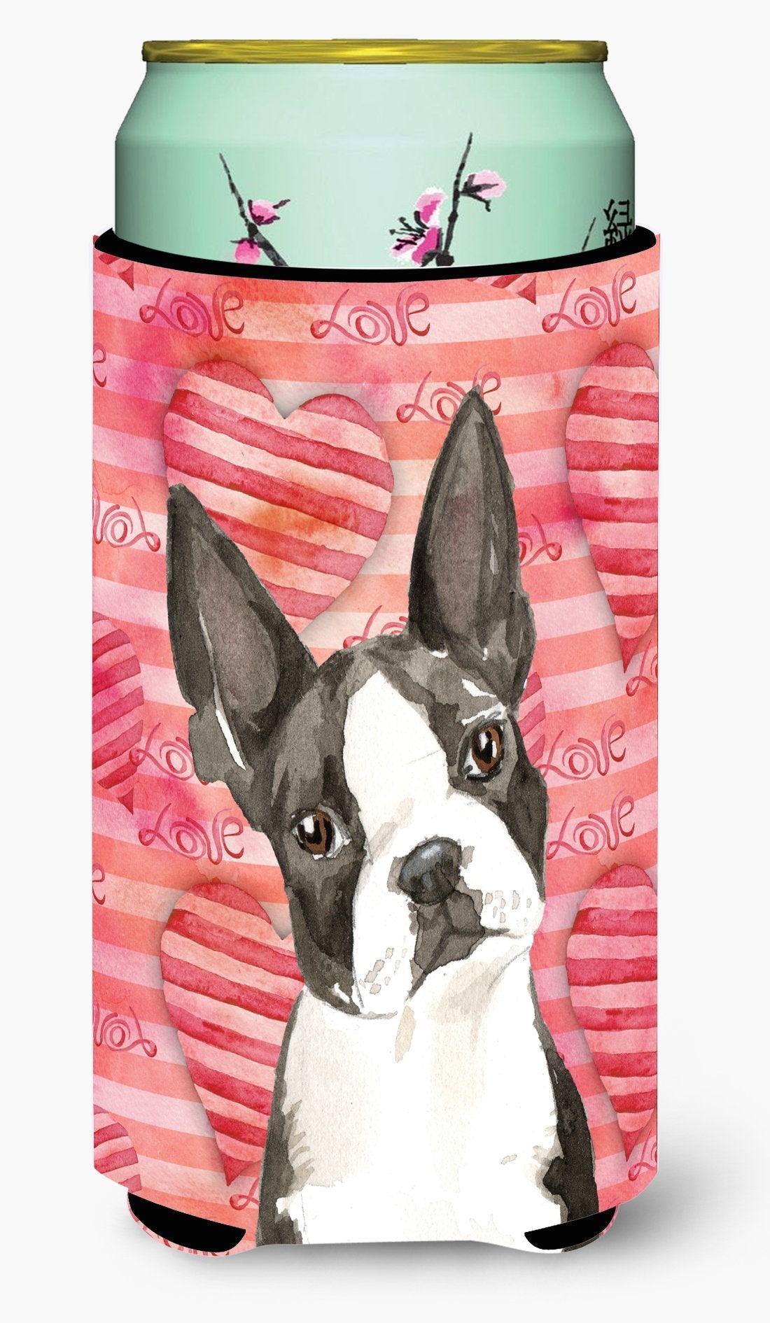 Love a Boston Terrier Tall Boy Hugger Can Cooler Sleeve Machine Washable Drink Collapsible Insulator Beverage Insulated Holder