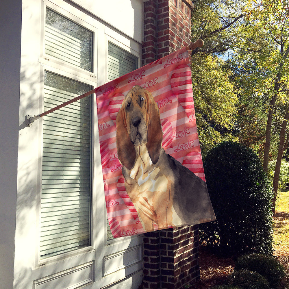 Love a Bloodhound House Flag 28x40 Porch Sleeve Pole Decorative Outside Yard Banner Artwork Wall Hanging, Polyester