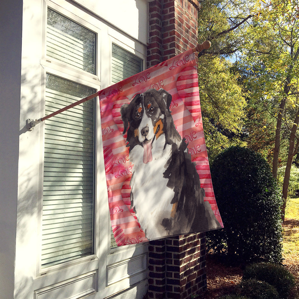 Love a Bernese Mountain Dog House Flag 28x40 Porch Sleeve Pole Decorative Outside Yard Banner Artwork Wall Hanging, Polyester