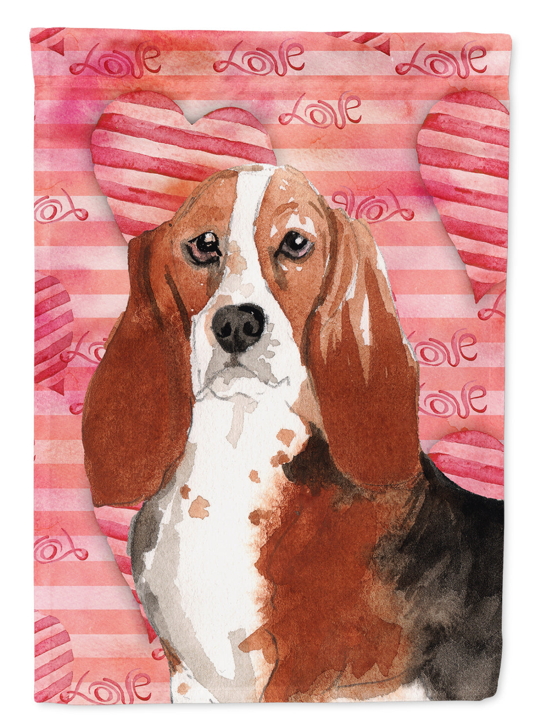Love a Basset Hound House Flag 28x40 Porch Sleeve Pole Decorative Outside Yard Banner Artwork Wall Hanging, Polyester