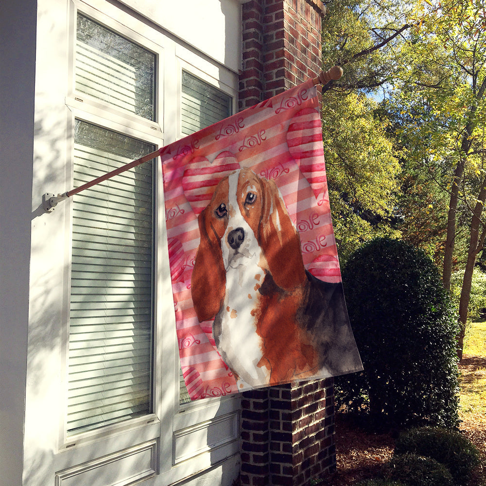 Love a Basset Hound House Flag 28x40 Porch Sleeve Pole Decorative Outside Yard Banner Artwork Wall Hanging, Polyester