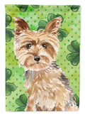 Shamrocks Yorkie Yorkshire Terrier House Flag 28x40 Porch Sleeve Pole Decorative Outside Yard Banner Artwork Wall Hanging, Polyester