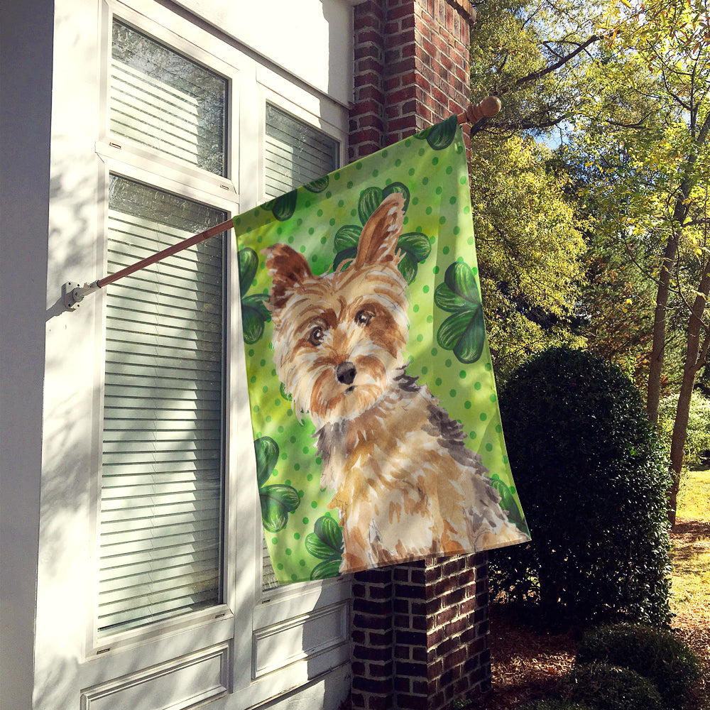 Shamrocks Yorkie Yorkshire Terrier House Flag 28x40 Porch Sleeve Pole Decorative Outside Yard Banner Artwork Wall Hanging, Polyester