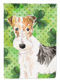 Shamrocks Fox Terrier House Flag 28x40 Porch Sleeve Pole Decorative Outside Yard Banner Artwork Wall Hanging, Polyester