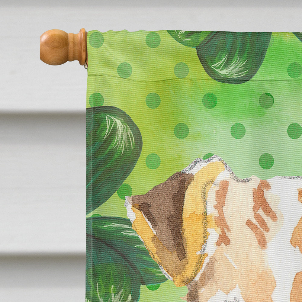 Shamrocks Fox Terrier House Flag 28x40 Porch Sleeve Pole Decorative Outside Yard Banner Artwork Wall Hanging, Polyester
