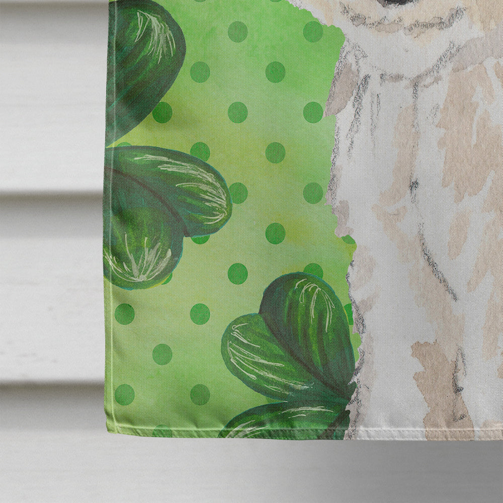 Shamrocks Fox Terrier House Flag 28x40 Porch Sleeve Pole Decorative Outside Yard Banner Artwork Wall Hanging, Polyester