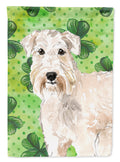 Shamrocks Wheaten Terrier House Flag 28x40 Porch Sleeve Pole Decorative Outside Yard Banner Artwork Wall Hanging, Polyester