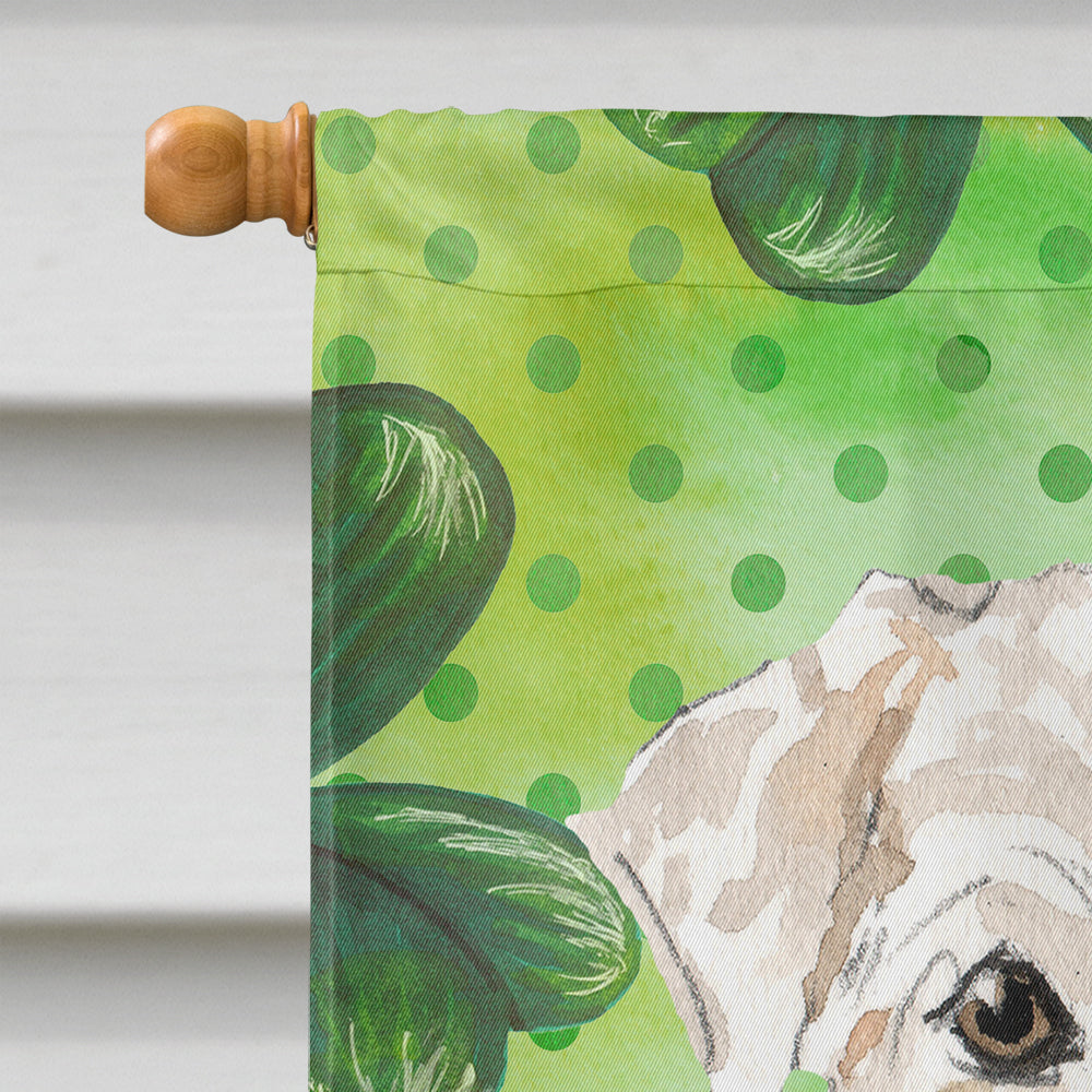 Shamrocks Wheaten Terrier House Flag 28x40 Porch Sleeve Pole Decorative Outside Yard Banner Artwork Wall Hanging, Polyester